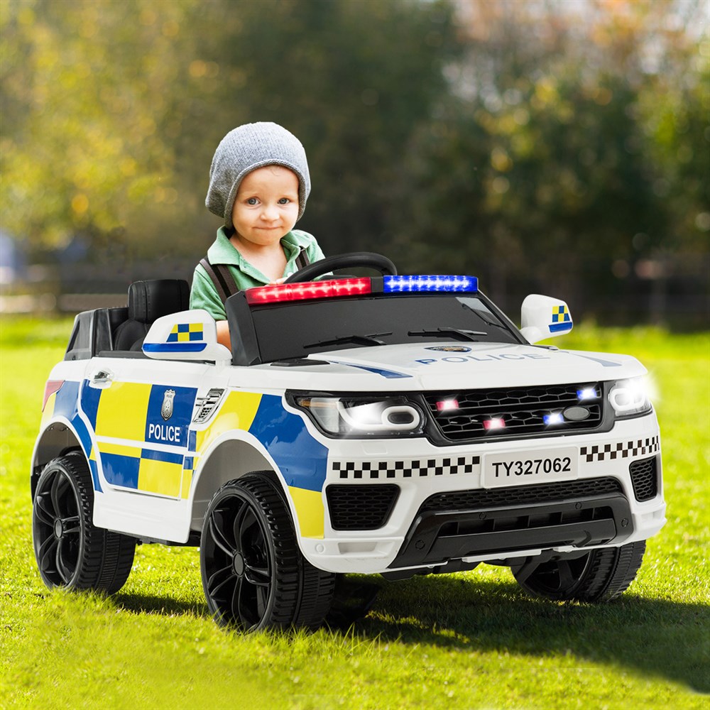 12V Ride on Police Car w/Remote Control-Bluetooth-Lights/Sounds