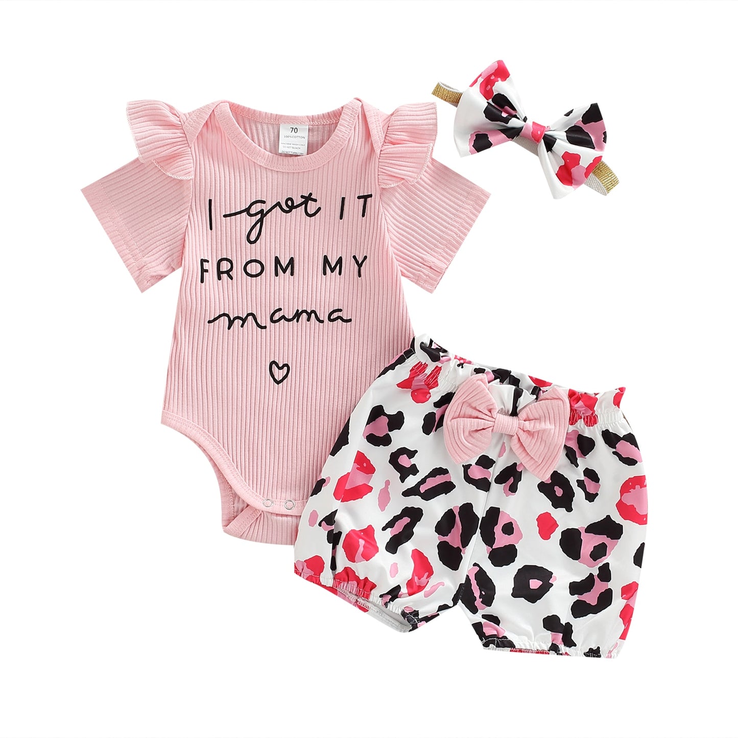 0-18M Summer Short Set with Bow Headband