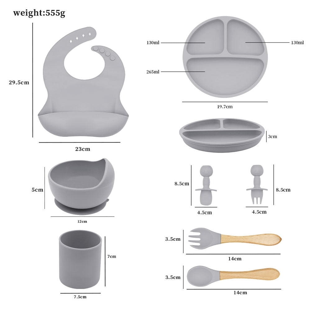 9pc Kids Silicone Tableware Set BPA Free FDA Approved