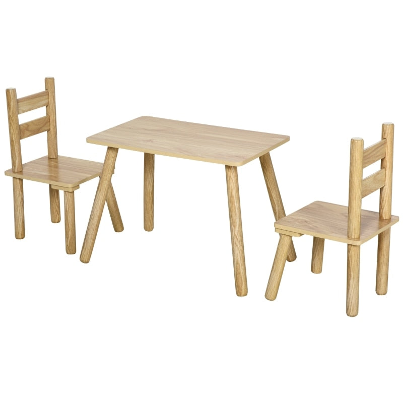 3-Piece Wooden Table Set-High Back Chairs 2 Colors, 3-8y