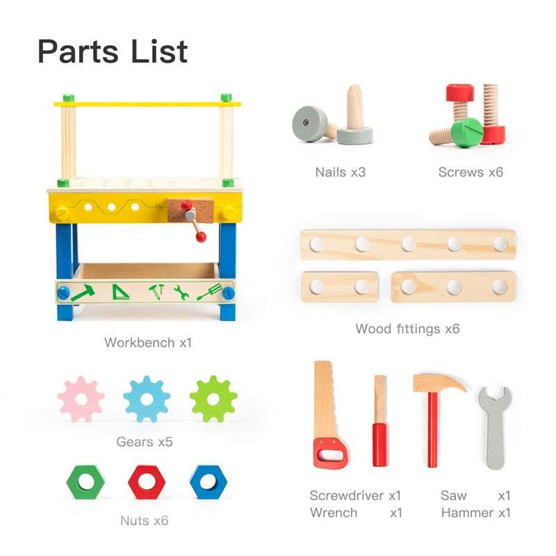 Kids Tool Workbench Set-Wooden Play 16*6.3*14in