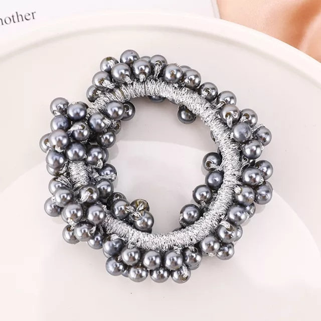 Girls Elegant Pearl Elastic Hair Band Ponytail Holder