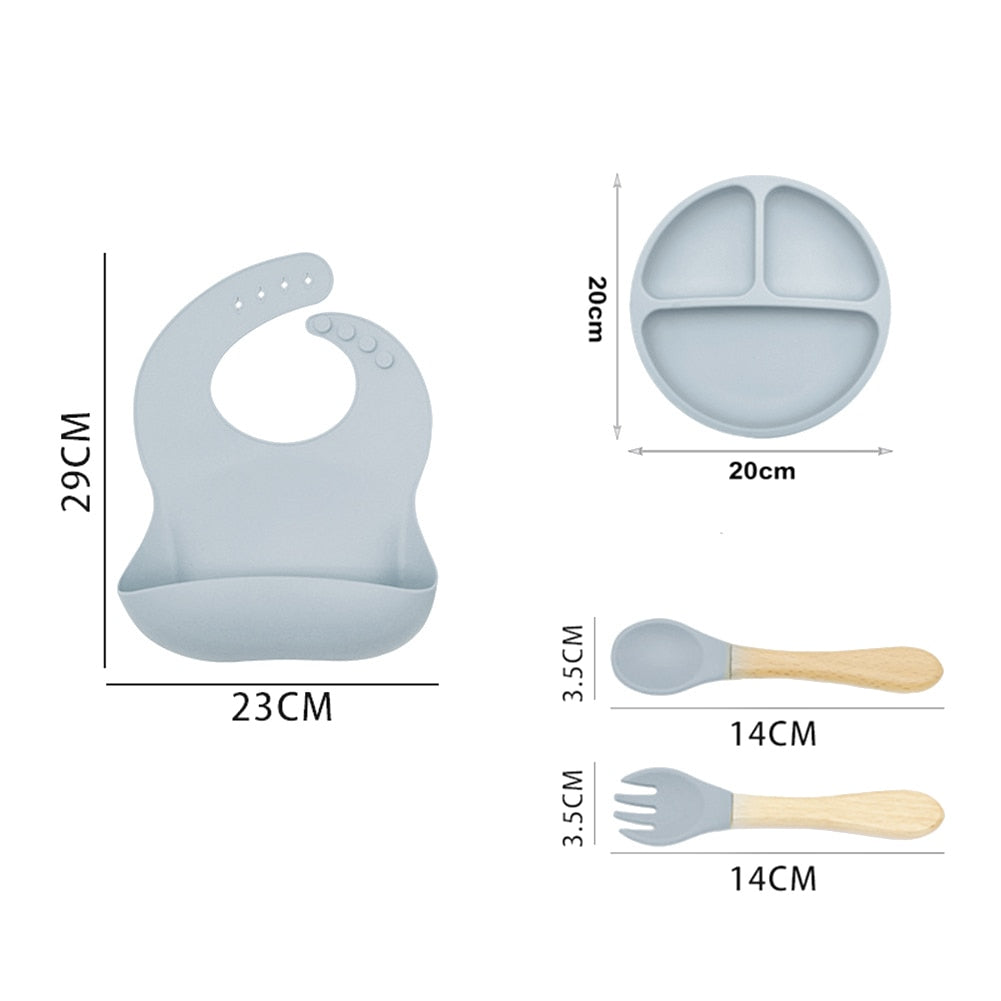 6pc Silicone Tableware Set Baby Feeding BPA Free