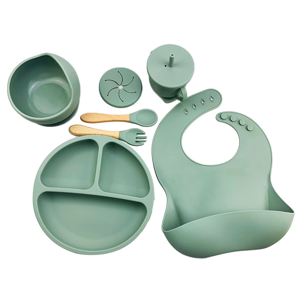 6pc Silicone Tableware Set Baby Feeding BPA Free