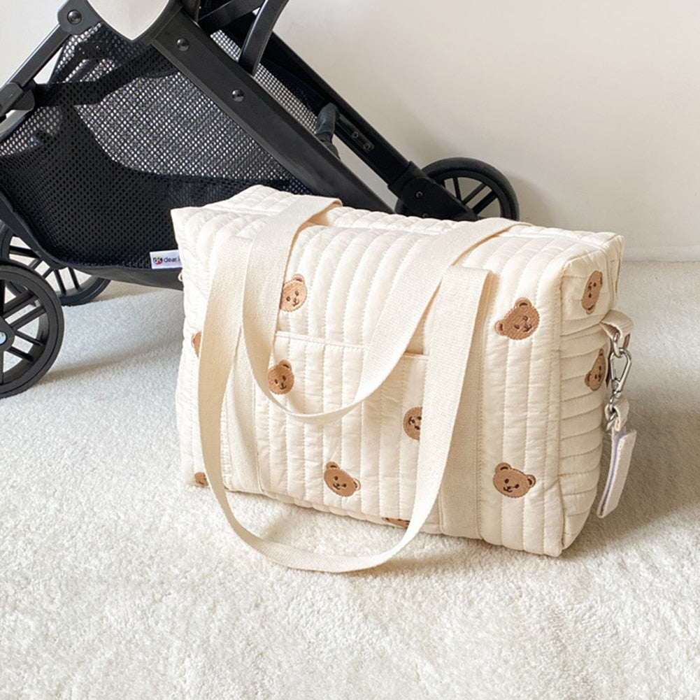 MoJoyce  Diaper Bag-Quilted Cotton w/Canvas Lining