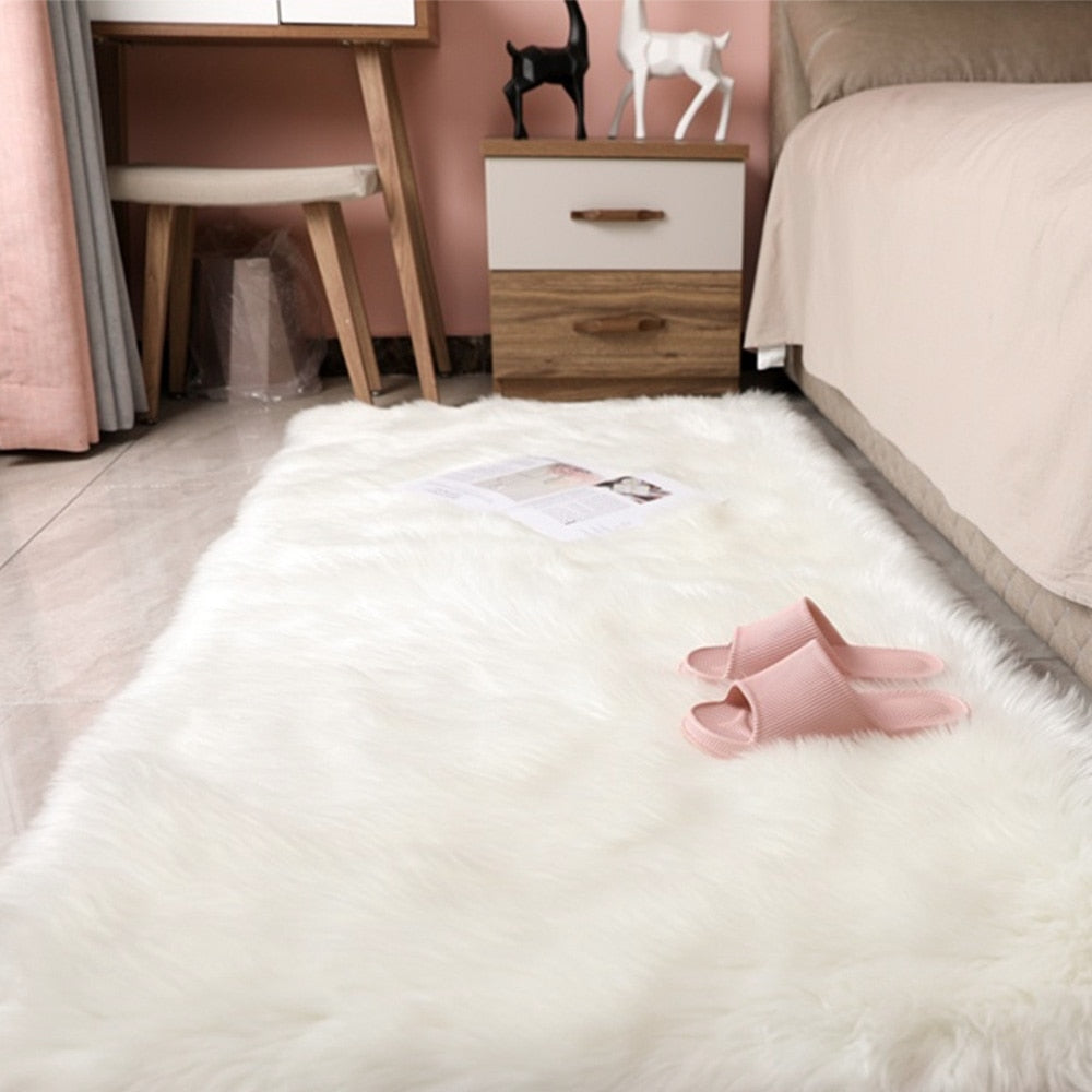 Soft Fluffy White Sheepskin Area Rugs 2x5 ft