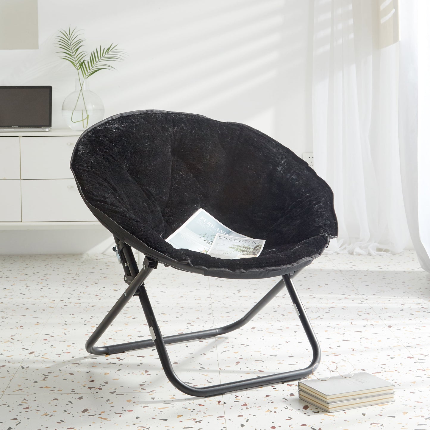 Mainstays Faux Fur Saucer™ Chair-Foldable steel Frame