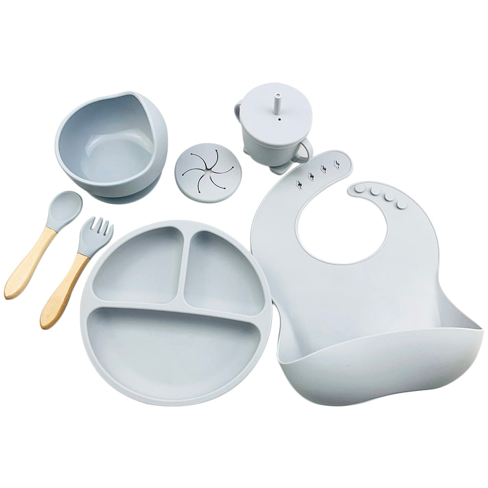 6pc Silicone Tableware Set Baby Feeding BPA Free