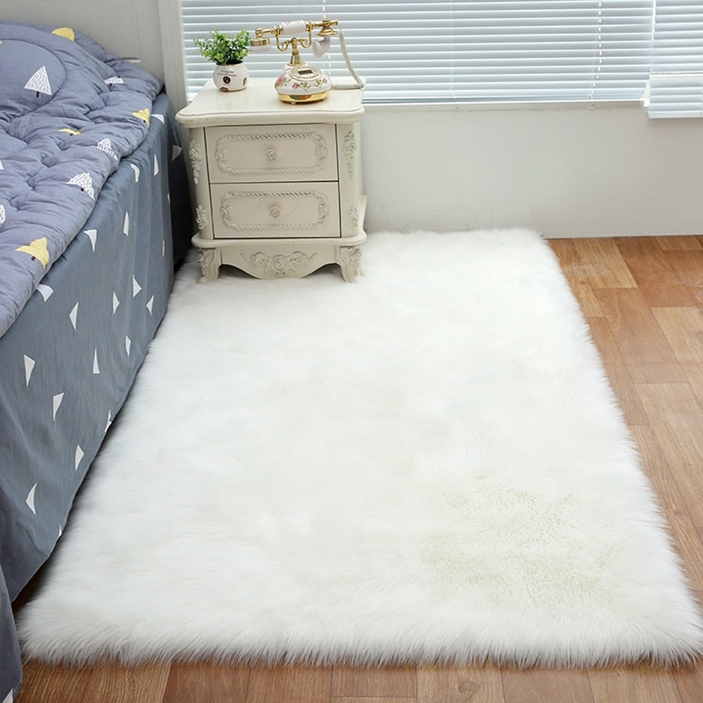 Soft Fluffy White Sheepskin Area Rugs 2x5 ft