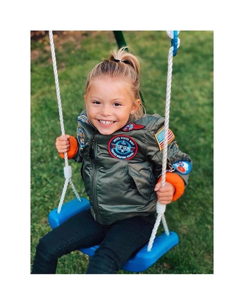 Military Flight Quilted Satin Bomber Jacket w/ Patches 2-10yo