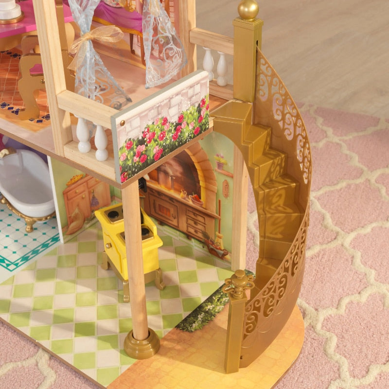 KidKraft a Four-Level Magical Castle Wooden Dollhouse with Accessories