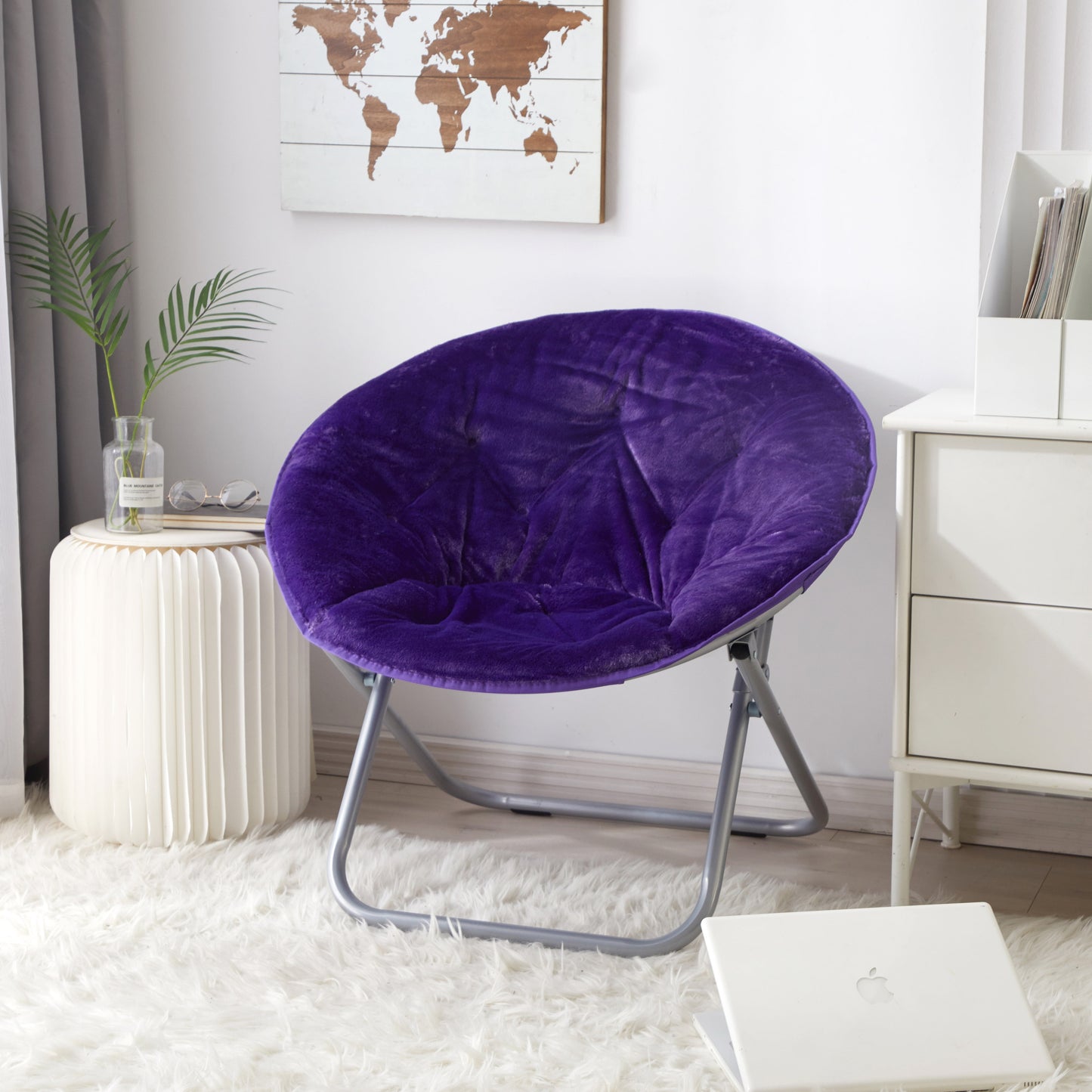 Mainstays Faux Fur Saucer™ Chair-Foldable steel Frame