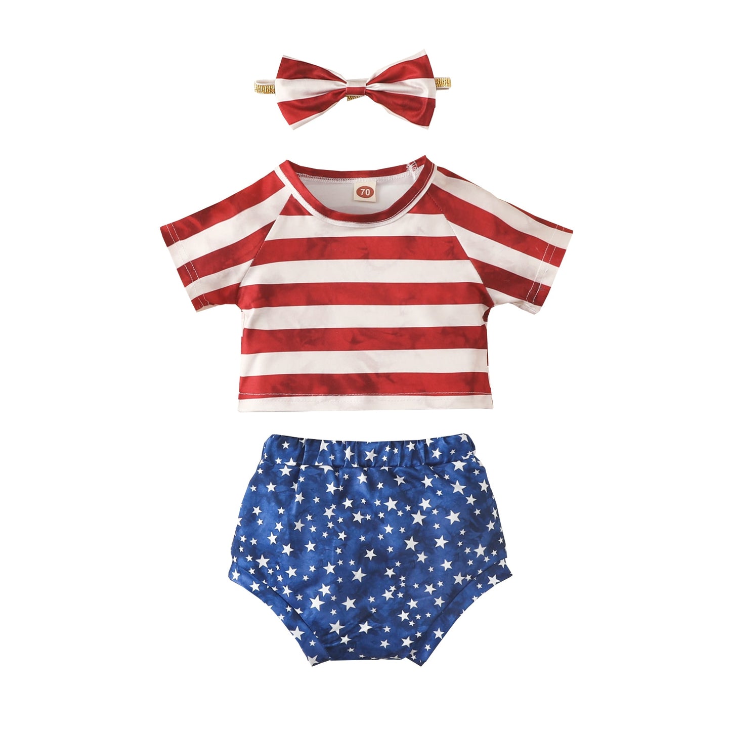 6M-5Y Independence Day 3pc Girls Clothes Set-Shirt-Shorts-Headband