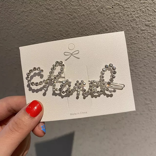 Girls-Chanel Lettering- Rhinestone Hair Clip