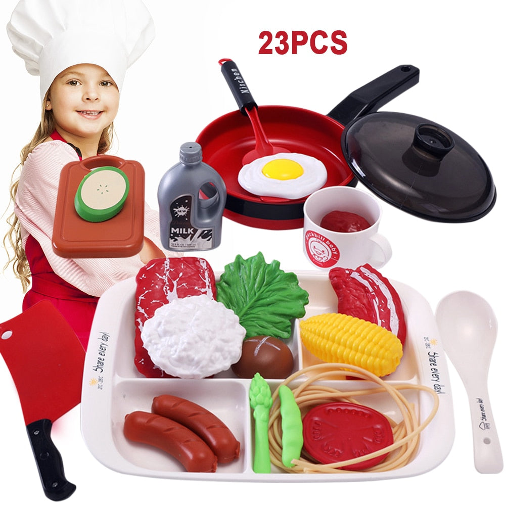 Kids Kitchen Pretend Cooking Playset-Plates, Pots, Pans, Utensils