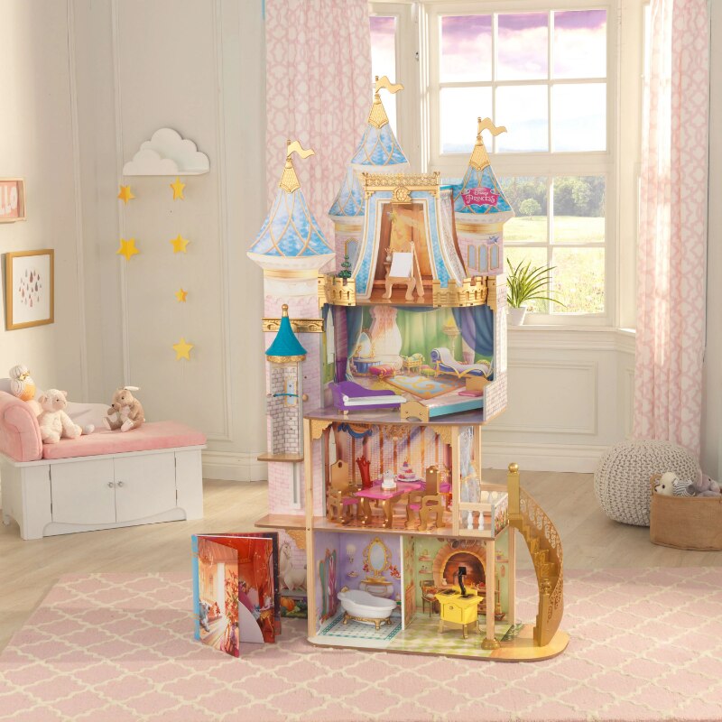 KidKraft a Four-Level Magical Castle Wooden Dollhouse with Accessories