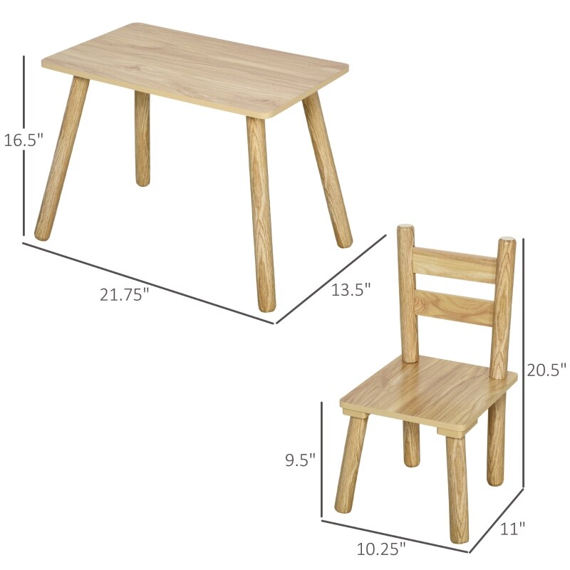 3-Piece Wooden Table Set-High Back Chairs 2 Colors, 3-8y