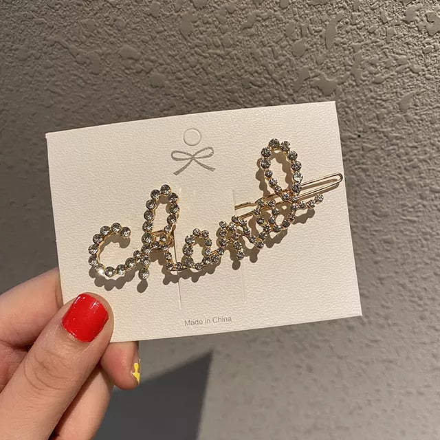 Girls-Chanel Lettering- Rhinestone Hair Clip