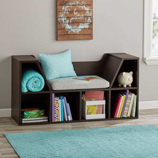 Kids Reading Nook & Storage Bookcase, Dark Chestnut