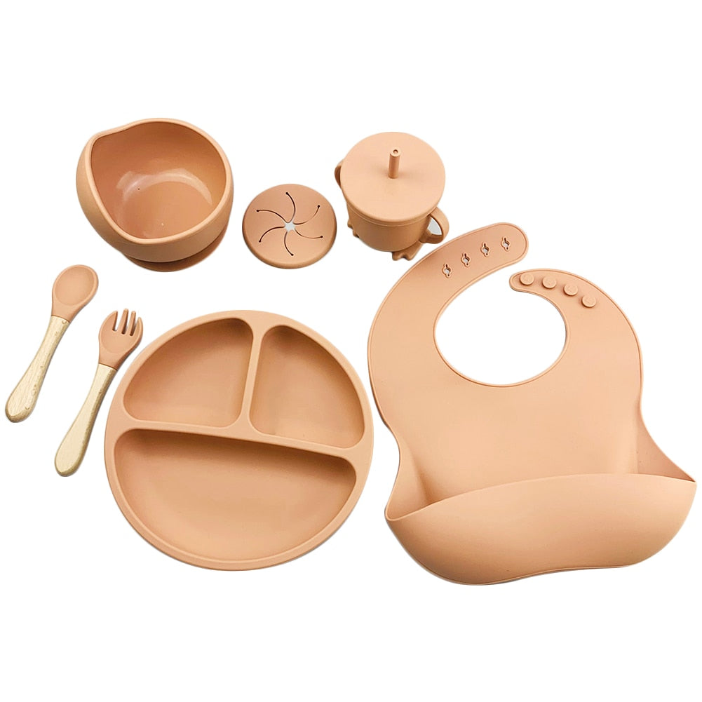 6pc Silicone Tableware Set Baby Feeding BPA Free