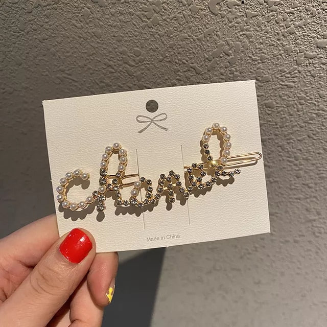 Girls-Chanel Lettering- Rhinestone Hair Clip