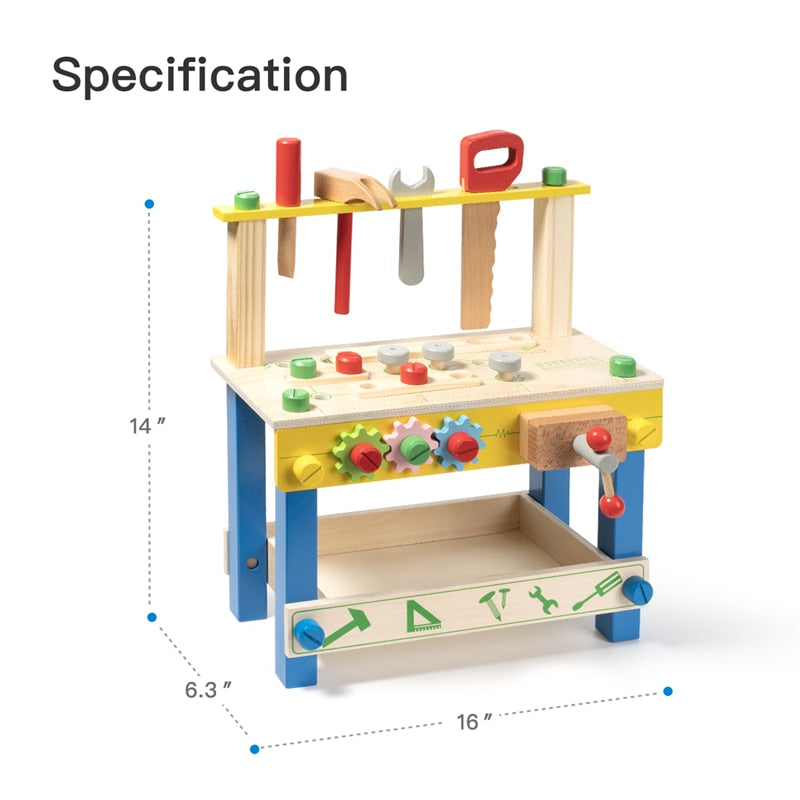 Kids Tool Workbench Set-Wooden Play 16*6.3*14in