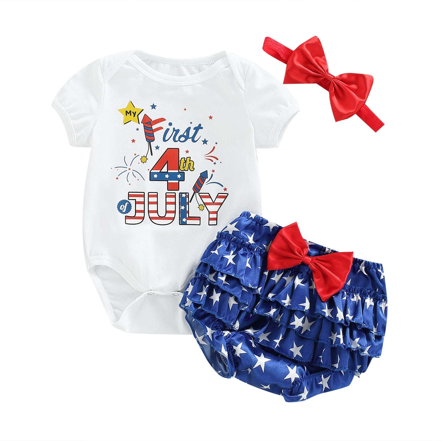 0-24M Independence Day 3pc Baby Girl Set w/ Headband