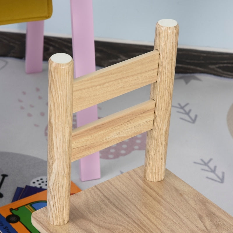 3-Piece Wooden Table Set-High Back Chairs 2 Colors, 3-8y