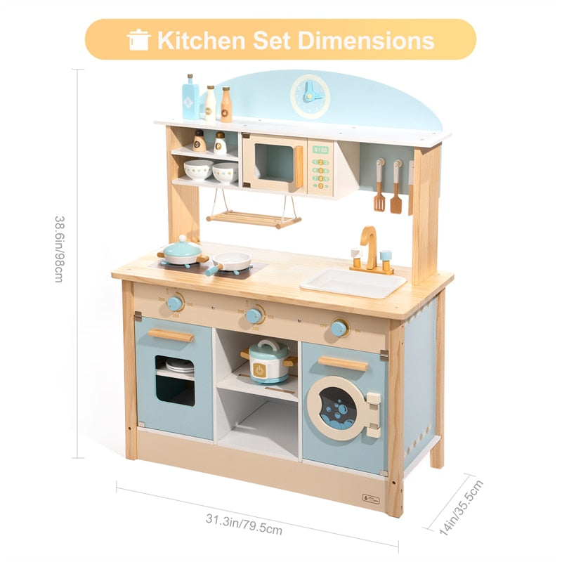 Wooden Kitchen Set with Accessories-Classic-Pretend Play