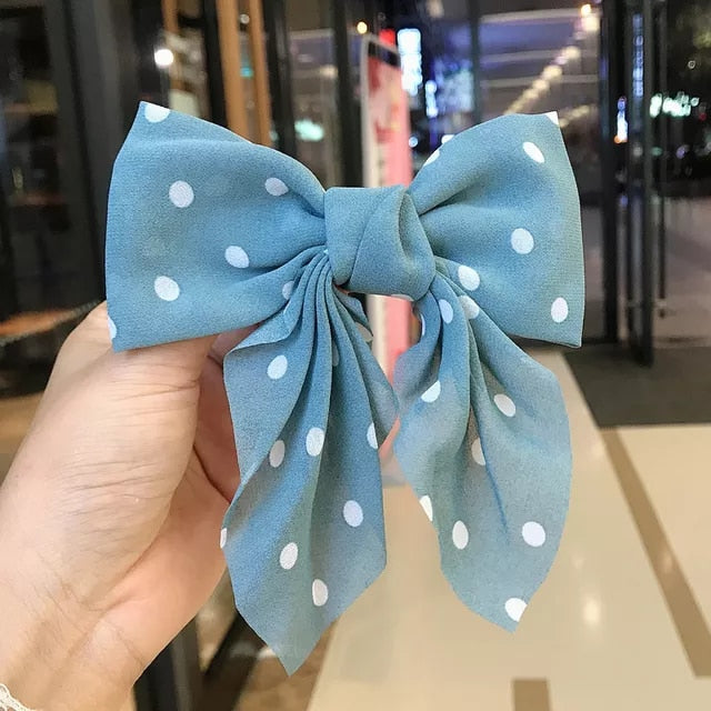 Long Ribbon Hairpin Bows-Knotted Chiffon 27 Colors