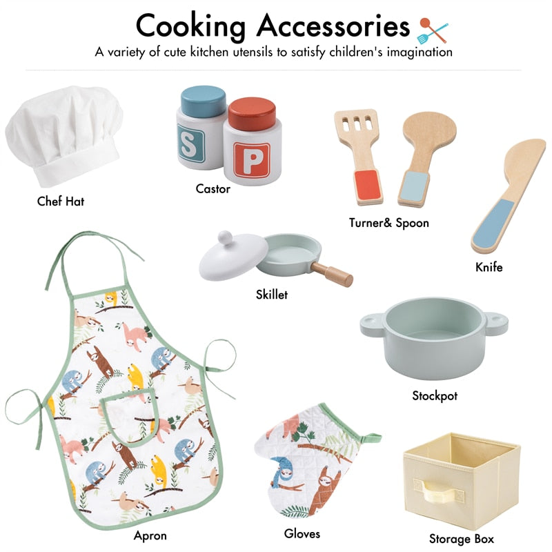 Kids Classic Kitchen-Wooden-Pretend Play with Accessories