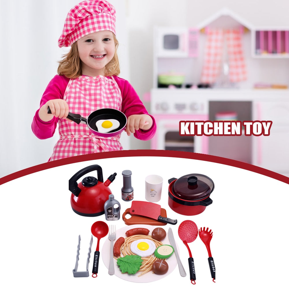 Kids Kitchen Pretend Cooking Playset-Plates, Pots, Pans, Utensils