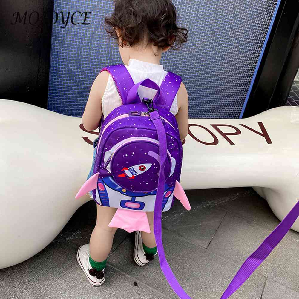 Kids Cartoon Backpack 3D  Anti-loss Traction Rope