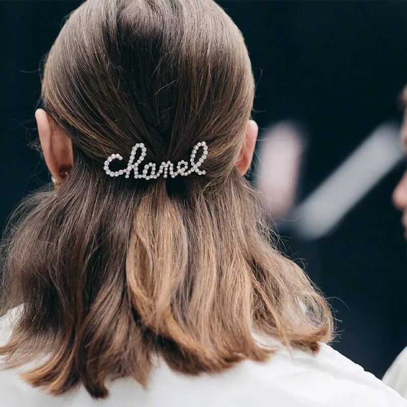 Girls-Chanel Lettering- Rhinestone Hair Clip