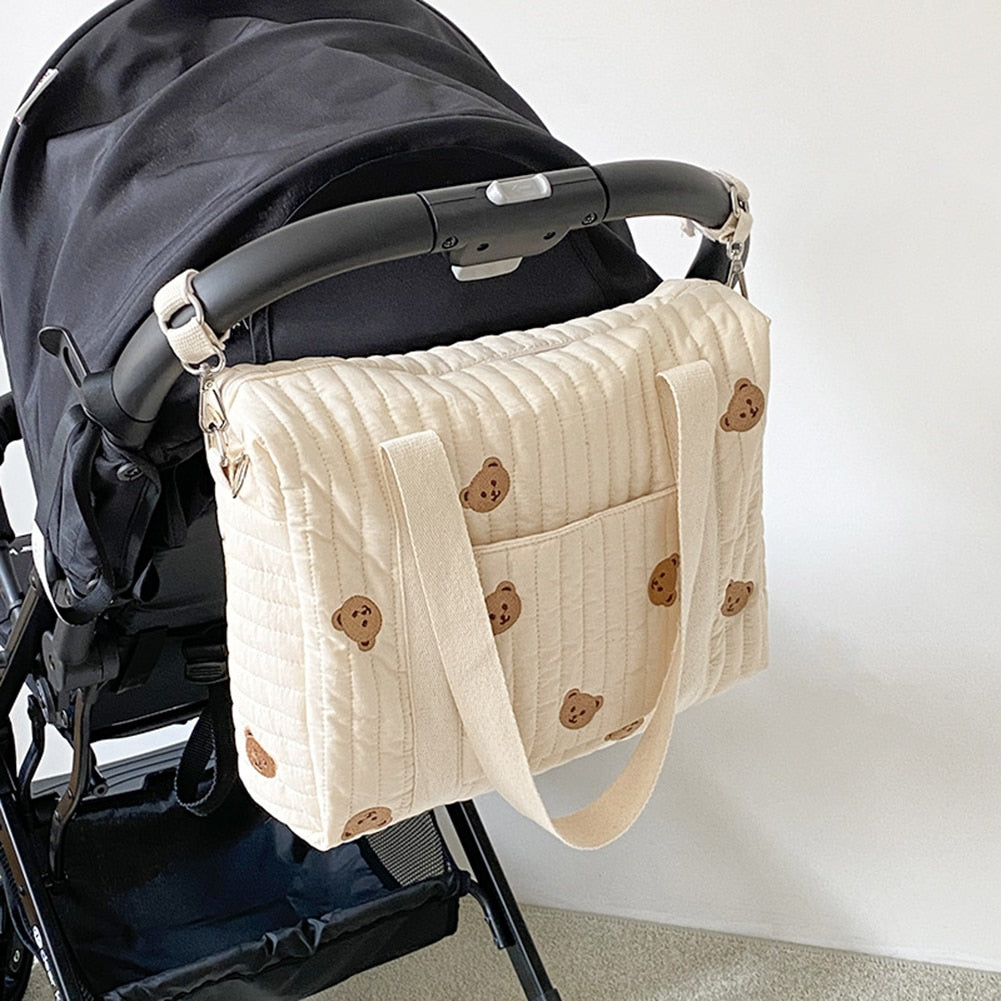 MoJoyce  Diaper Bag-Quilted Cotton w/Canvas Lining