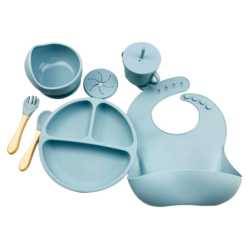 6pc Silicone Tableware Set Baby Feeding BPA Free