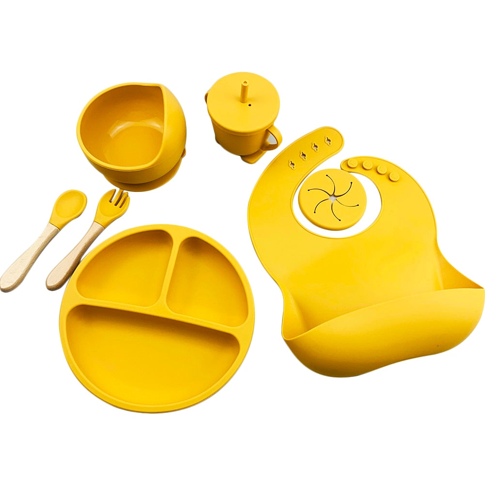 6pc Silicone Tableware Set Baby Feeding BPA Free