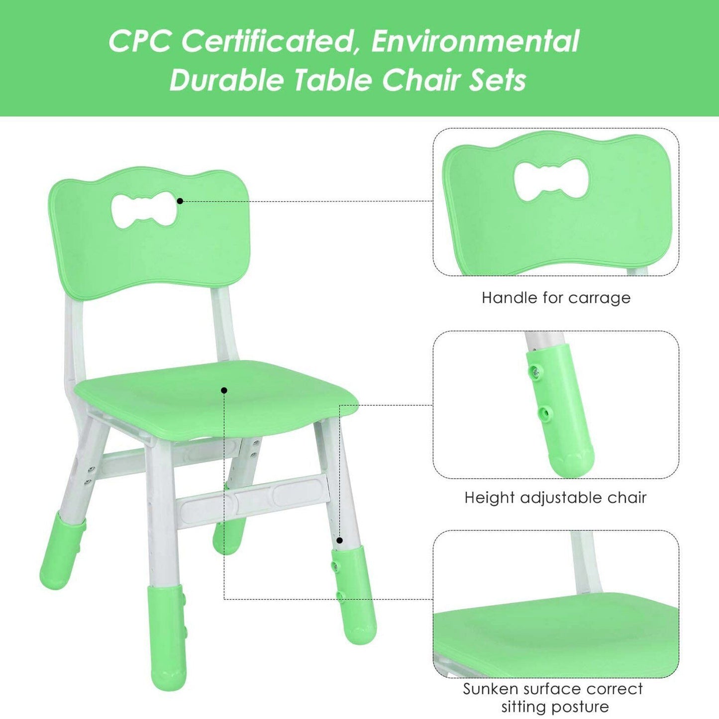 Kids Table and 4 Chair Set -Height Adjustable