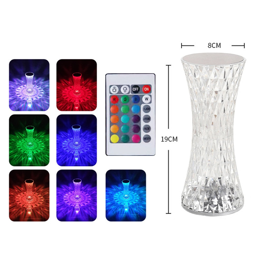 LED Crystal Dimmable USB Night Light w/remote for Bedroom/ Living Room