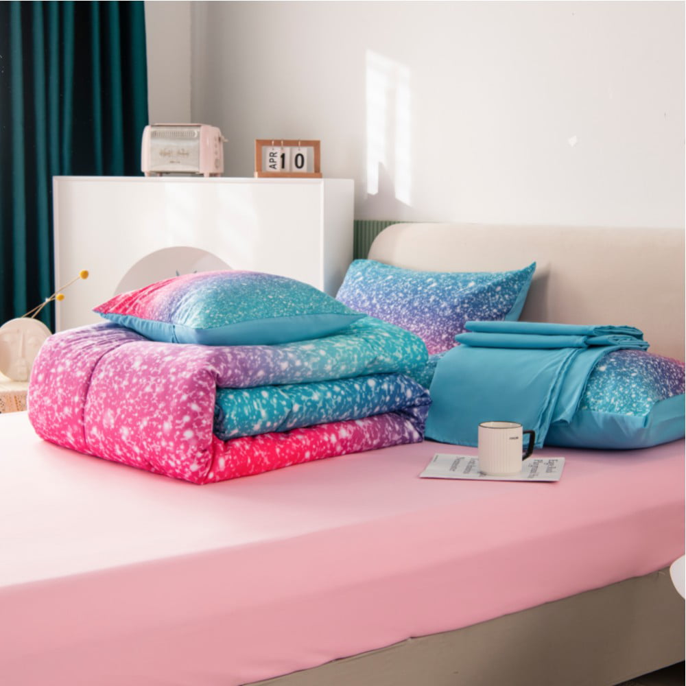 6pcs  Gradient Glitter Lightweight Comforter Sets Ultra Soft