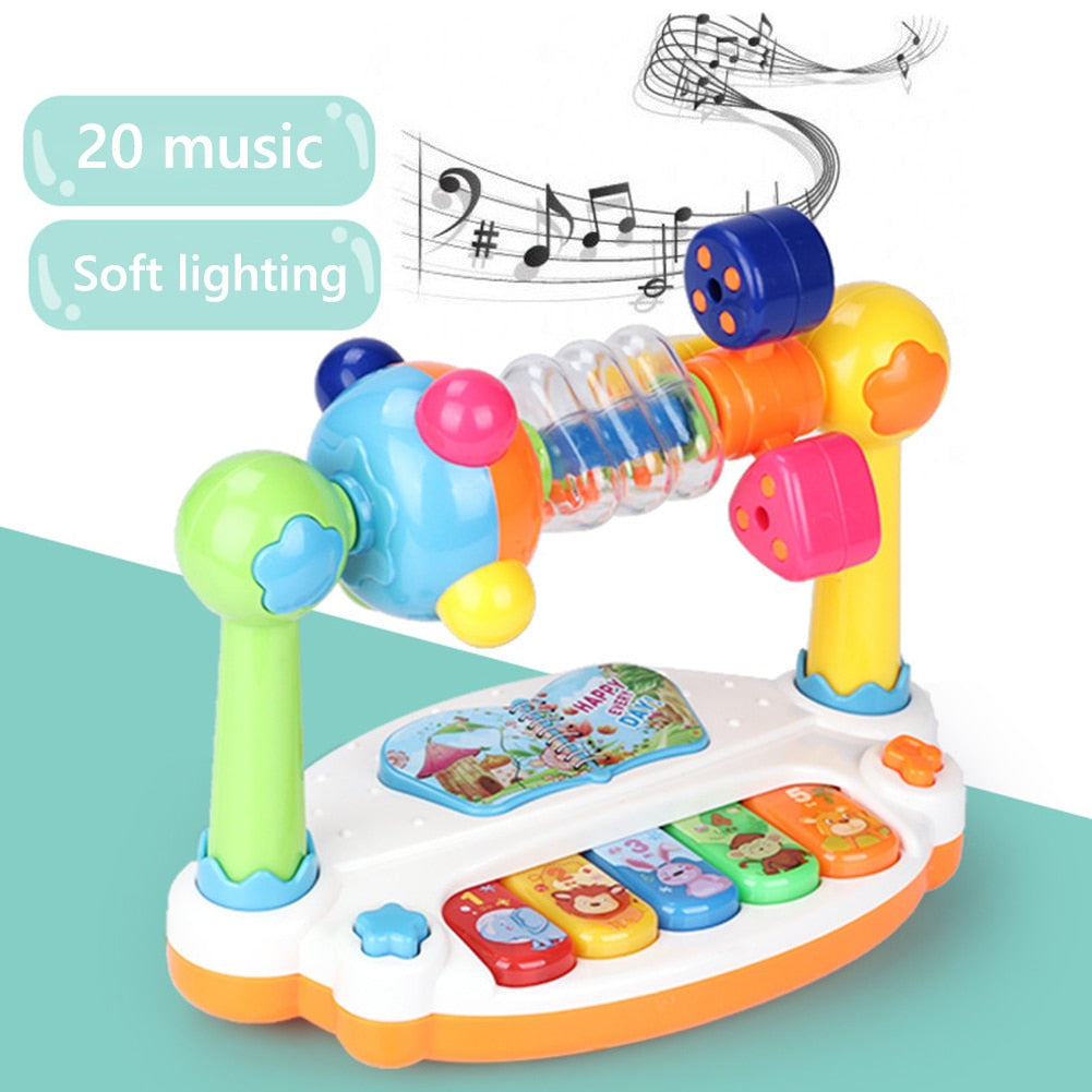 Baby Mini Rotating Music Piano w/ Light Sound-Teaching Aid