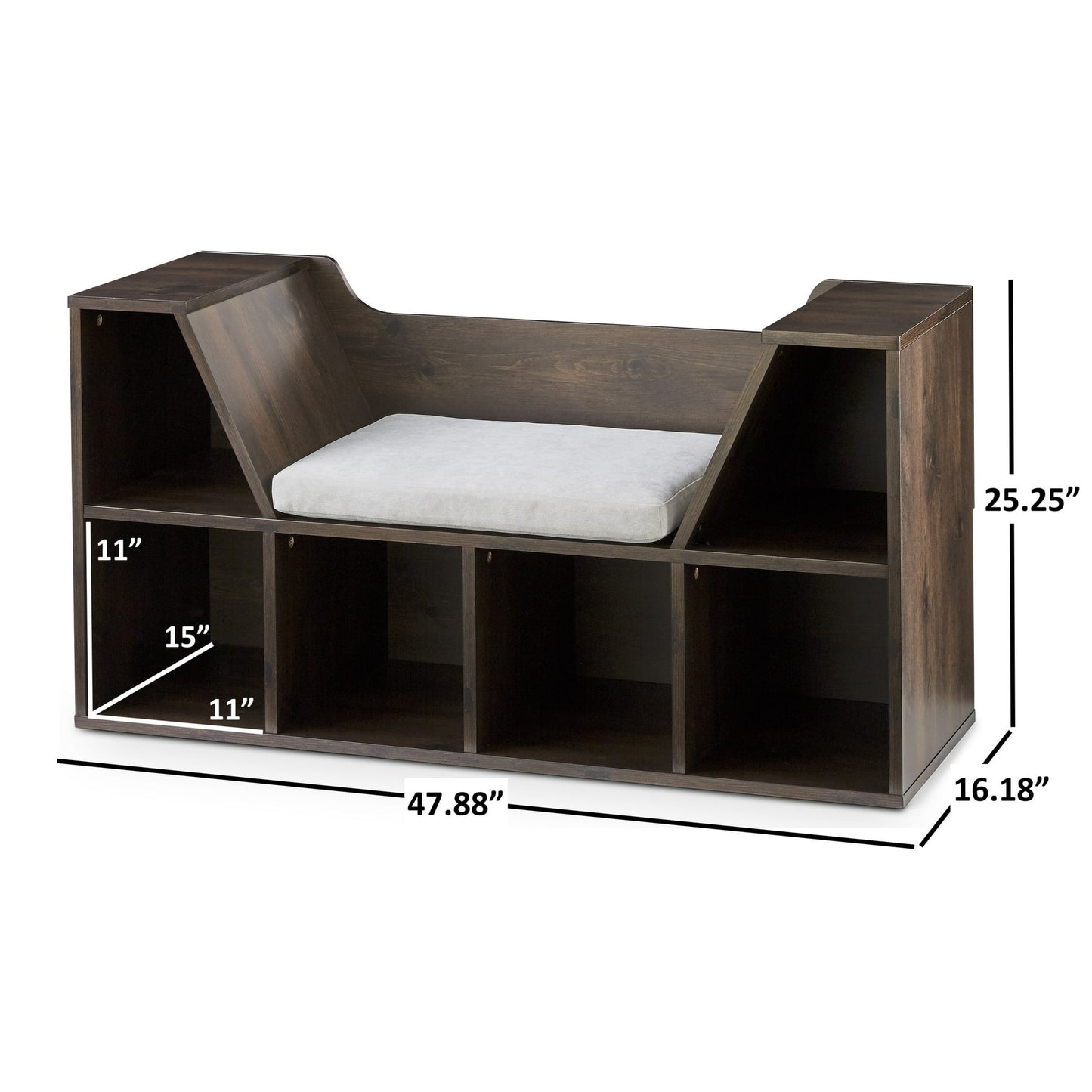 Kids Reading Nook & Storage Bookcase, Dark Chestnut