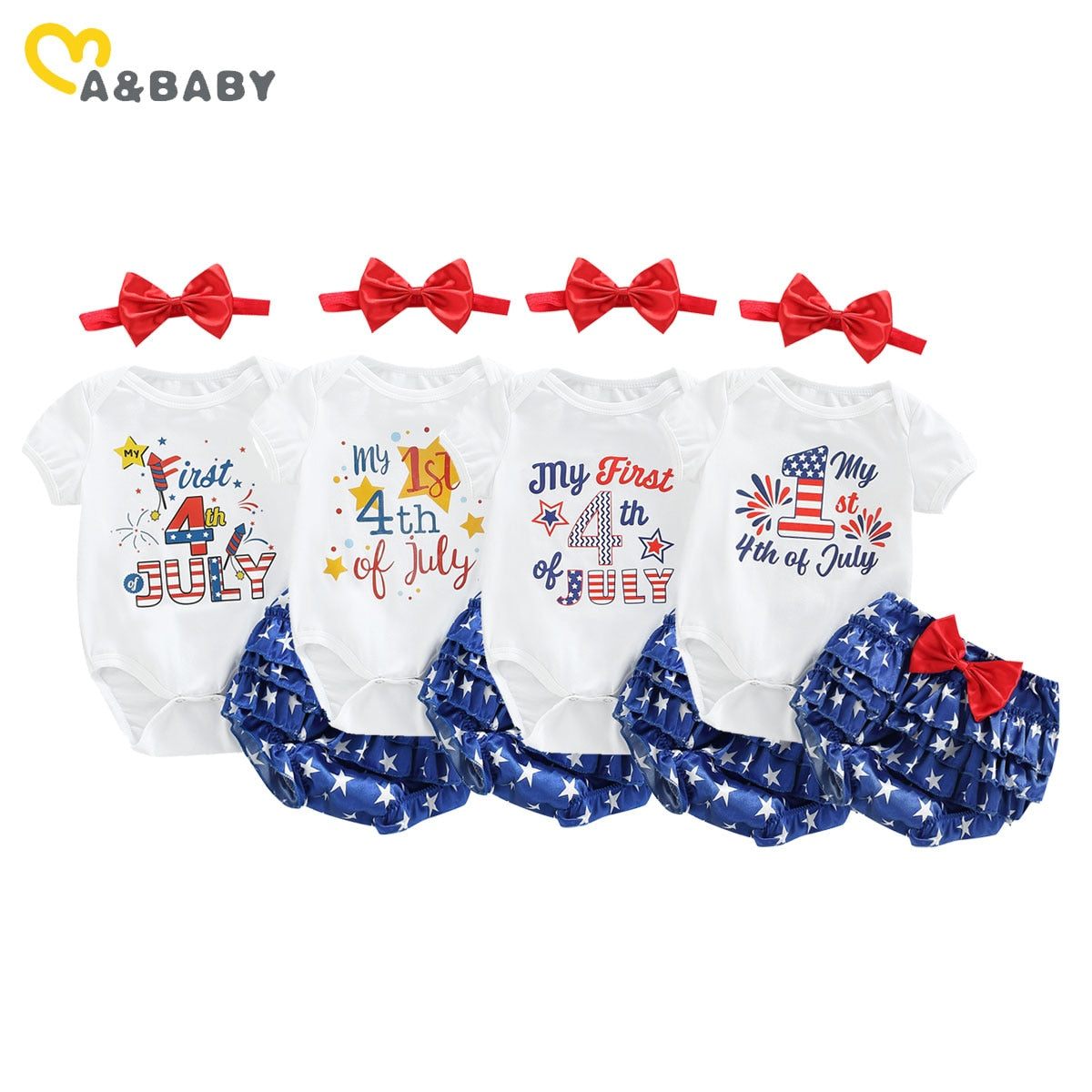 0-24M Independence Day 3pc Baby Girl Set w/ Headband