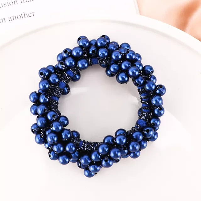 Girls Elegant Pearl Elastic Hair Band Ponytail Holder