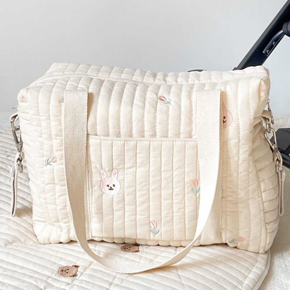 MoJoyce  Diaper Bag-Quilted Cotton w/Canvas Lining