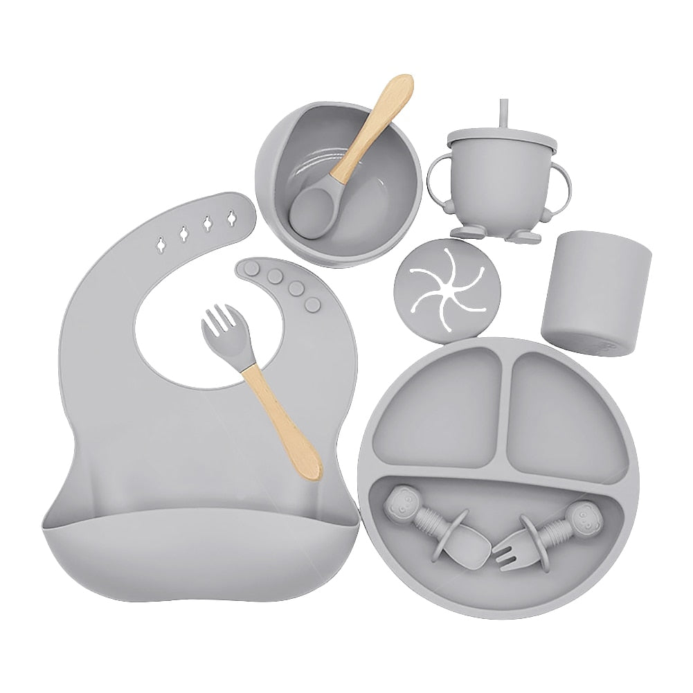 9pc Kids Silicone Tableware Set BPA Free FDA Approved