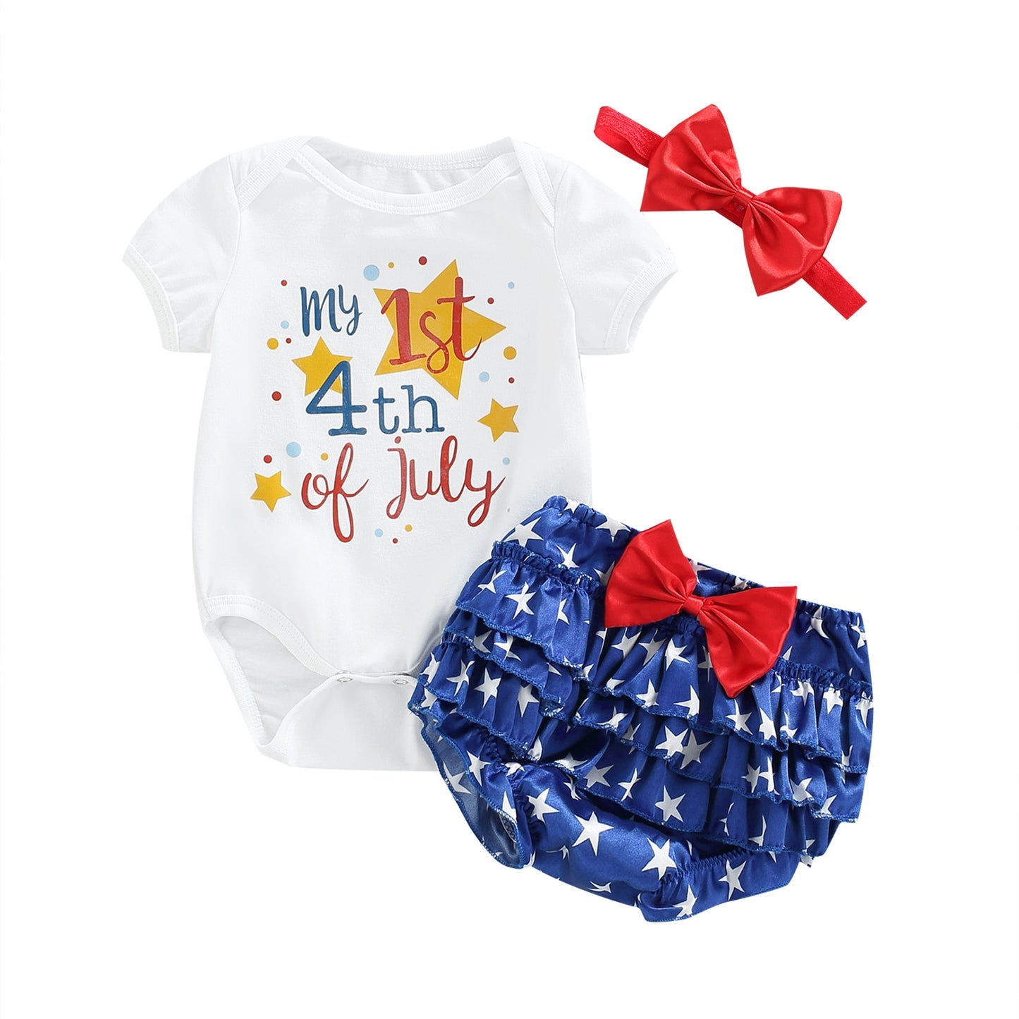 0-24M Independence Day 3pc Baby Girl Set w/ Headband