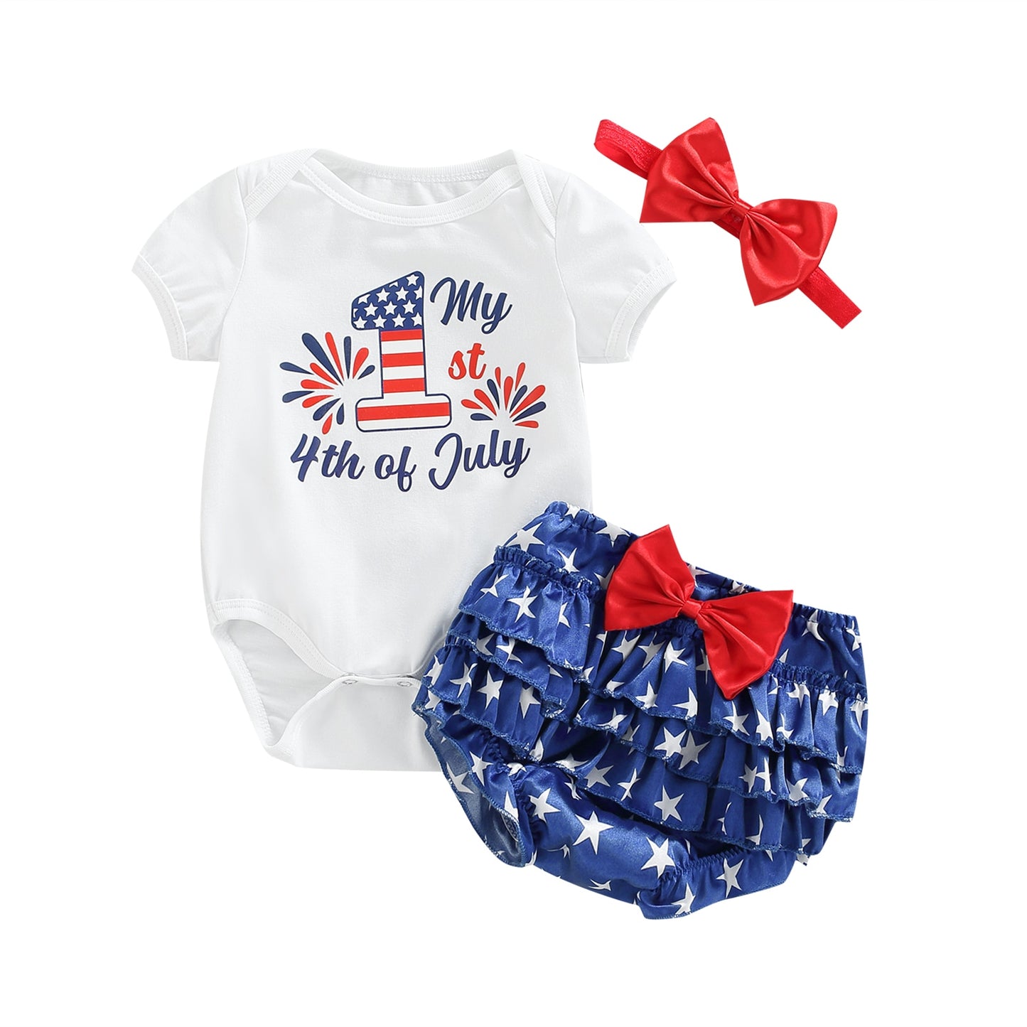 0-24M Independence Day 3pc Baby Girl Set w/ Headband