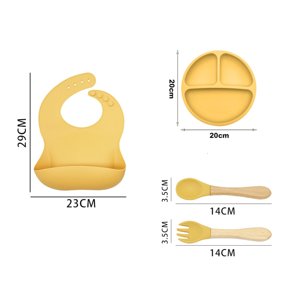 4pc Kids Tableware Set Silicone Cutlery BPA-Free