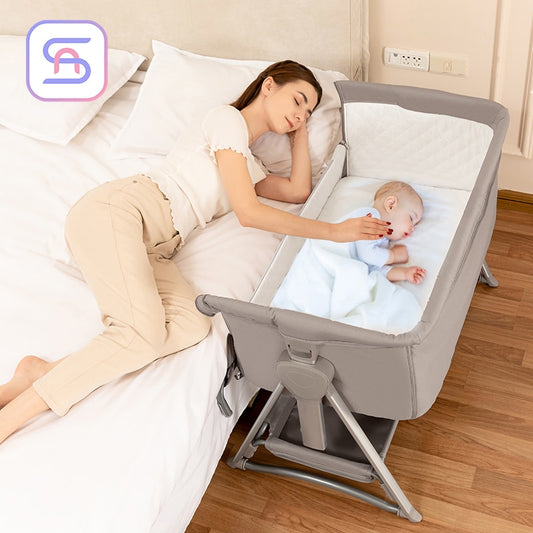 Baby Bedside Sleeper-Portable Folding Travel Baby Bed-Multifunction Crib